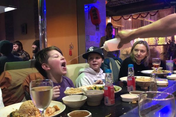 Kids at a Japanese restaurant